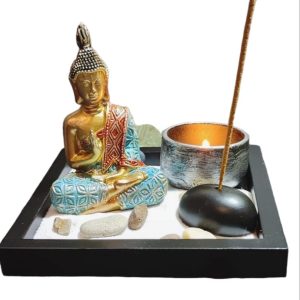 Jardin Zen Buda Meditacion Naranjo Azul