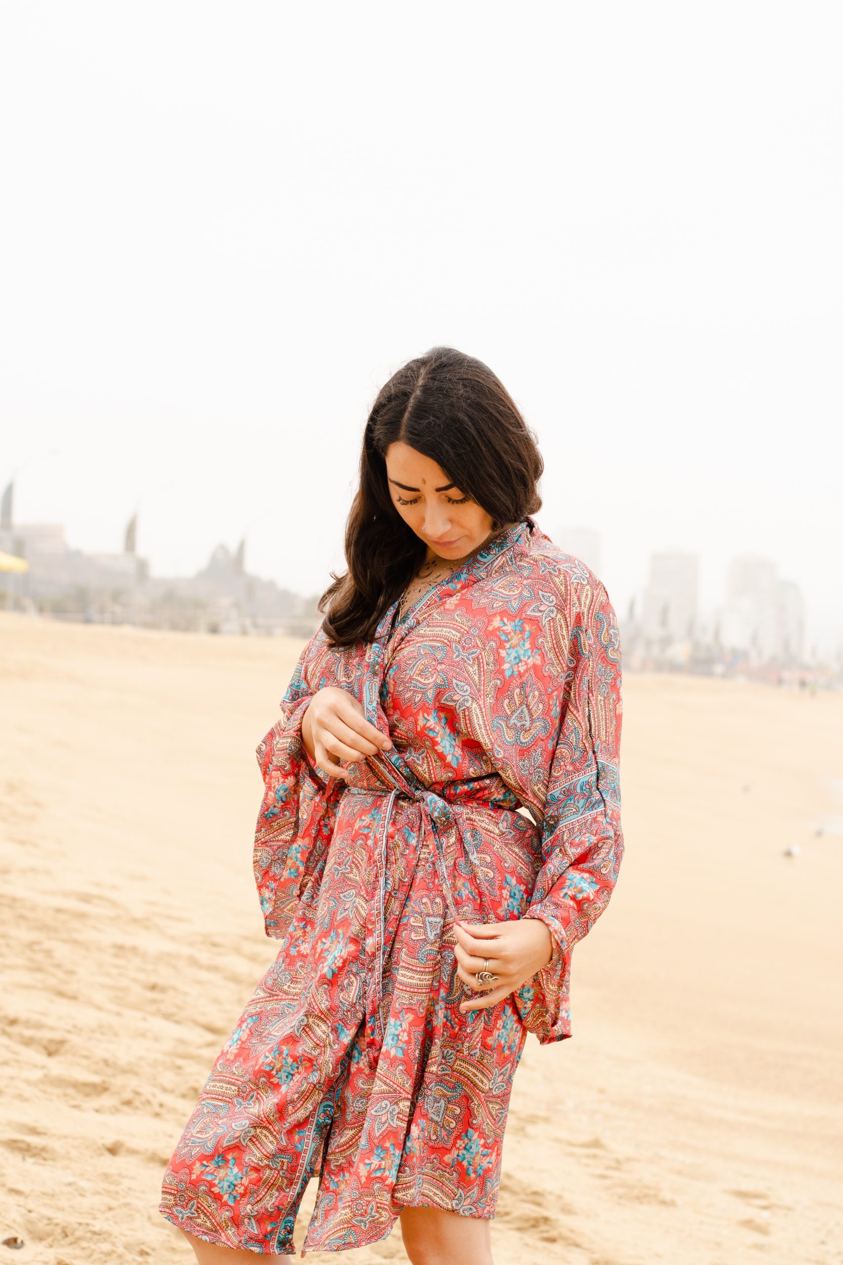 Kimono rosa Boho - Imagen 2