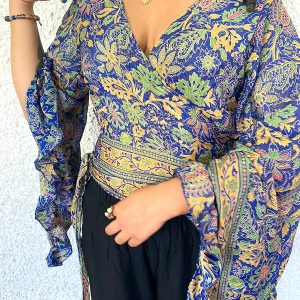 Top blusa azul - amarillo